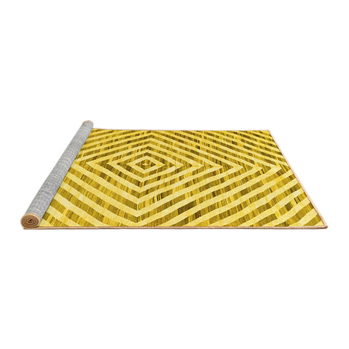 Sideview of Machine Washable Abstract Yellow Contemporary Rug, wshcon2219yw