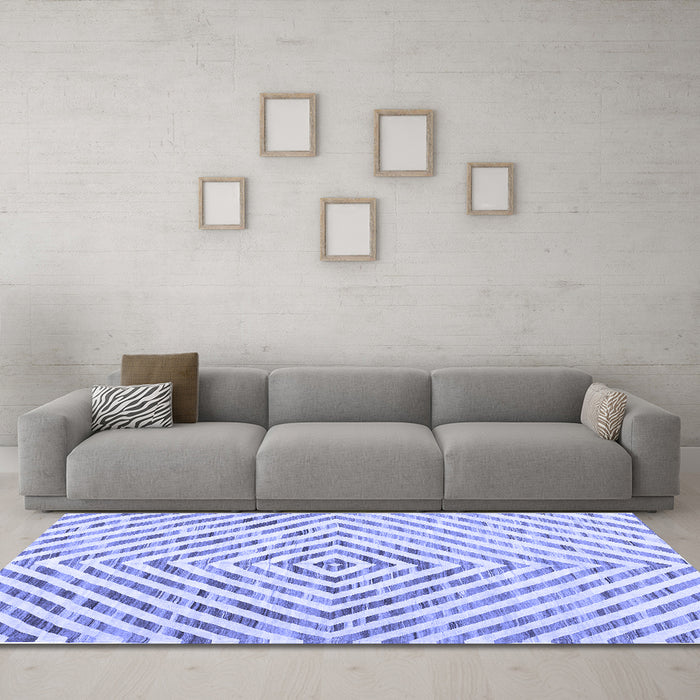 Machine Washable Abstract Blue Contemporary Rug in a Living Room, wshcon2219blu