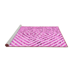 Sideview of Machine Washable Abstract Pink Contemporary Rug, wshcon2219pnk