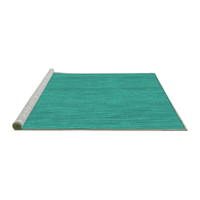 Sideview of Machine Washable Abstract Turquoise Contemporary Area Rugs, wshcon221turq