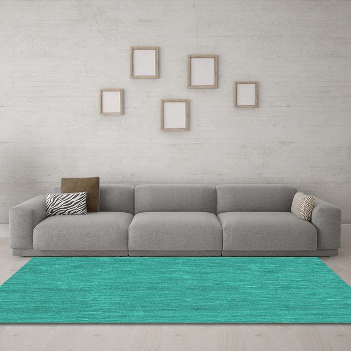 Machine Washable Abstract Turquoise Contemporary Area Rugs in a Living Room,, wshcon221turq
