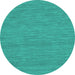 Round Machine Washable Abstract Turquoise Contemporary Area Rugs, wshcon221turq