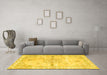 Machine Washable Abstract Yellow Contemporary Rug in a Living Room, wshcon2220yw