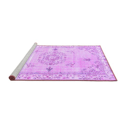 Sideview of Machine Washable Abstract Purple Contemporary Area Rugs, wshcon2220pur