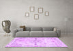 Machine Washable Abstract Purple Contemporary Area Rugs in a Living Room, wshcon2220pur