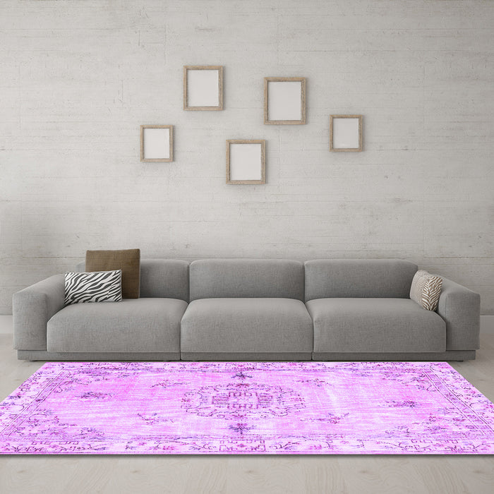 Machine Washable Abstract Purple Contemporary Area Rugs in a Living Room, wshcon2220pur