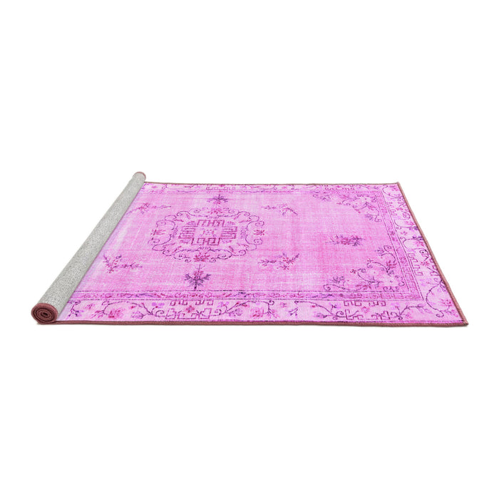 Sideview of Machine Washable Abstract Pink Contemporary Rug, wshcon2220pnk