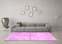 Machine Washable Abstract Pink Contemporary Rug, wshcon2220pnk