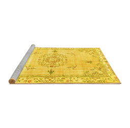Sideview of Machine Washable Abstract Yellow Contemporary Rug, wshcon2220yw