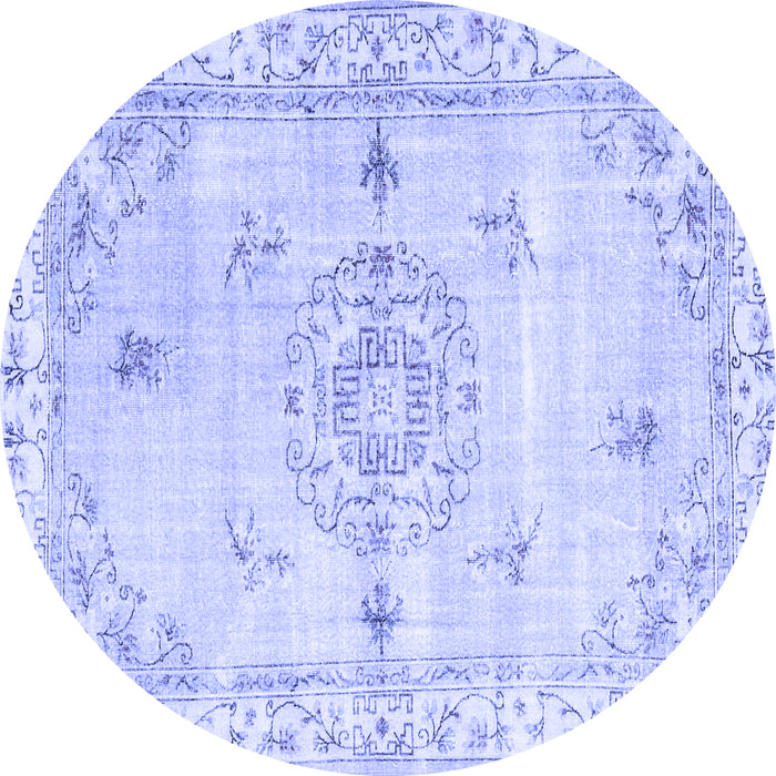 Round Abstract Blue Contemporary Rug, con2220blu