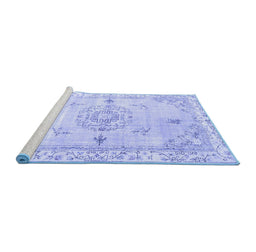 Sideview of Machine Washable Abstract Blue Contemporary Rug, wshcon2220blu