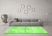 Machine Washable Abstract Green Contemporary Area Rugs in a Living Room,, wshcon2220grn