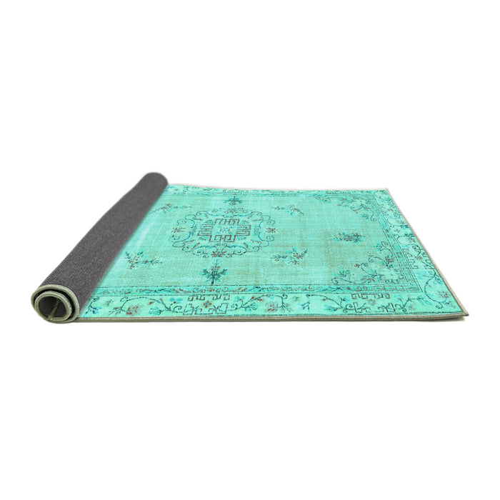 Sideview of Abstract Turquoise Contemporary Rug, con2220turq