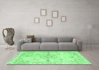 Machine Washable Abstract Emerald Green Contemporary Rug, wshcon2220emgrn