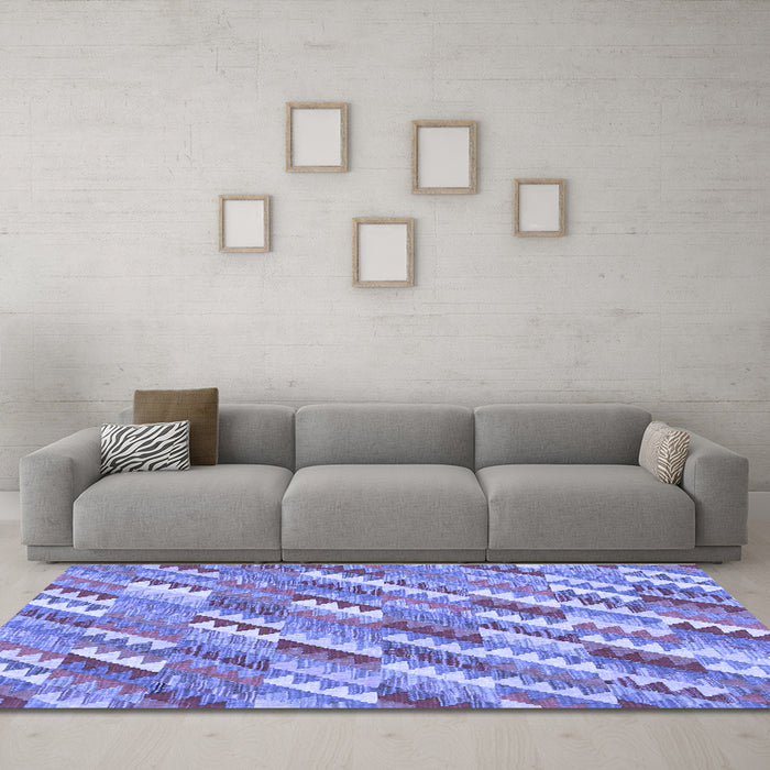 Machine Washable Southwestern Blue Country Rug in a Living Room, wshcon2221blu