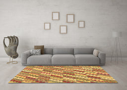 Machine Washable Southwestern Brown Country Rug in a Living Room,, wshcon2221brn