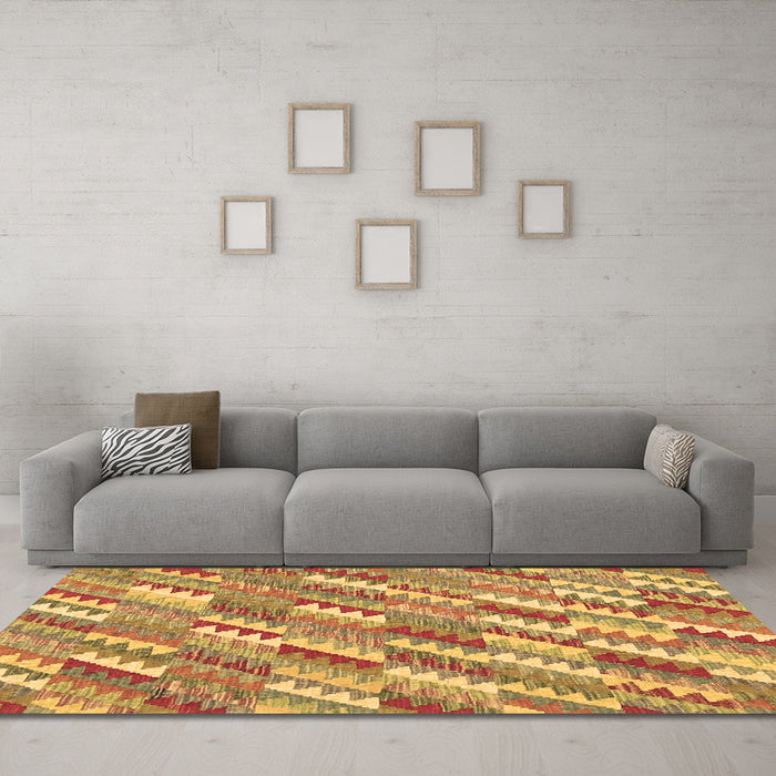 Machine Washable Southwestern Brown Country Rug in a Living Room,, wshcon2221brn
