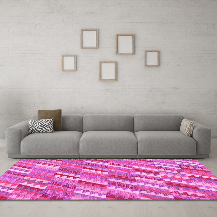 Machine Washable Southwestern Pink Country Rug in a Living Room, wshcon2221pnk