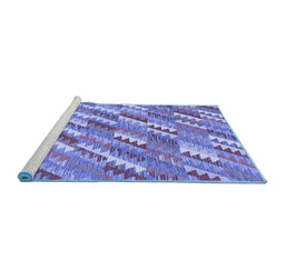 Sideview of Machine Washable Southwestern Blue Country Rug, wshcon2221blu