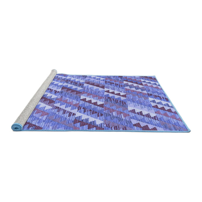 Sideview of Machine Washable Southwestern Blue Country Rug, wshcon2221blu