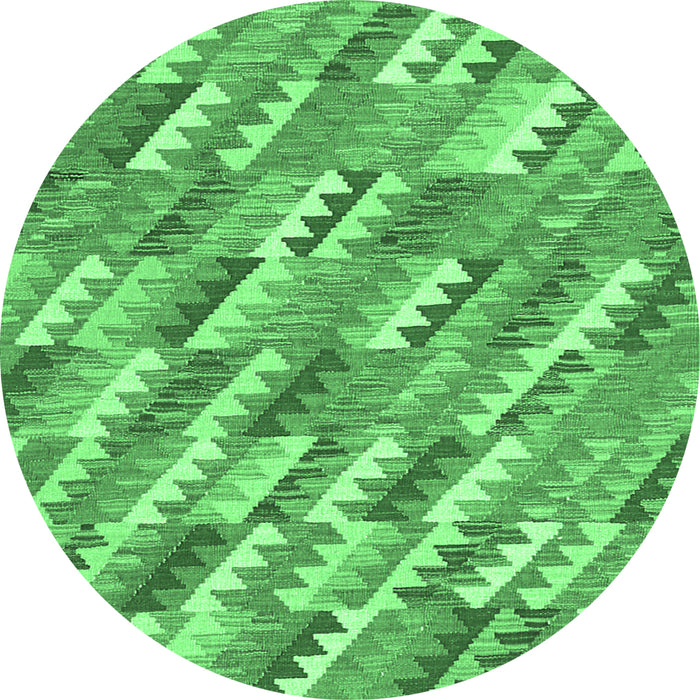 Round Southwestern Emerald Green Country Rug, con2221emgrn