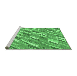 Sideview of Machine Washable Southwestern Emerald Green Country Area Rugs, wshcon2221emgrn