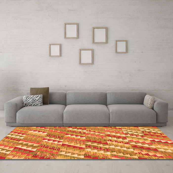 Machine Washable Southwestern Orange Country Area Rugs in a Living Room, wshcon2221org