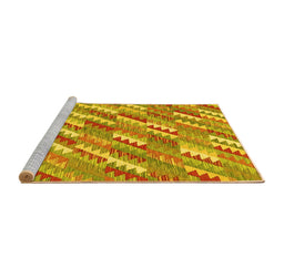 Sideview of Machine Washable Southwestern Yellow Country Rug, wshcon2221yw