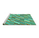 Sideview of Machine Washable Southwestern Turquoise Country Area Rugs, wshcon2221turq