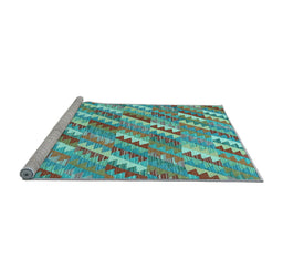 Sideview of Machine Washable Southwestern Light Blue Country Rug, wshcon2221lblu
