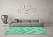 Machine Washable Abstract Turquoise Contemporary Area Rugs in a Living Room,, wshcon2222turq