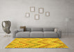 Machine Washable Abstract Yellow Contemporary Rug in a Living Room, wshcon2222yw