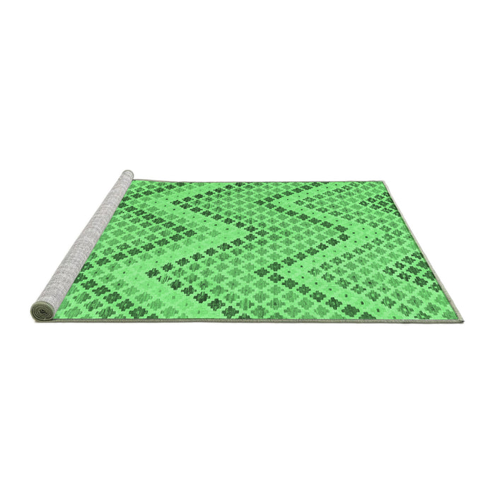 Sideview of Machine Washable Abstract Emerald Green Contemporary Area Rugs, wshcon2222emgrn