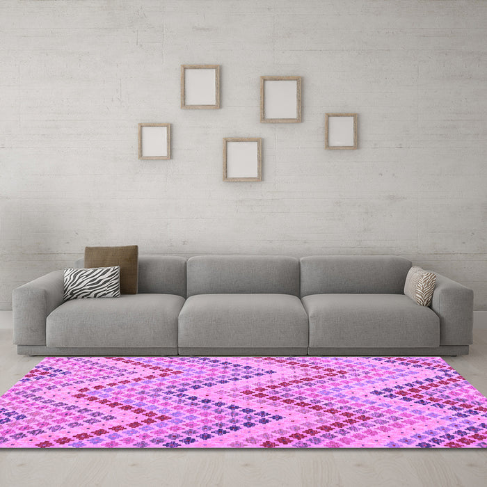Machine Washable Abstract Purple Contemporary Area Rugs in a Living Room, wshcon2222pur
