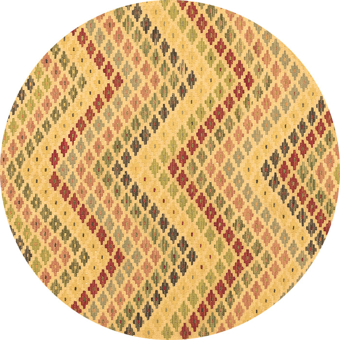 Round Abstract Brown Contemporary Rug, con2222brn