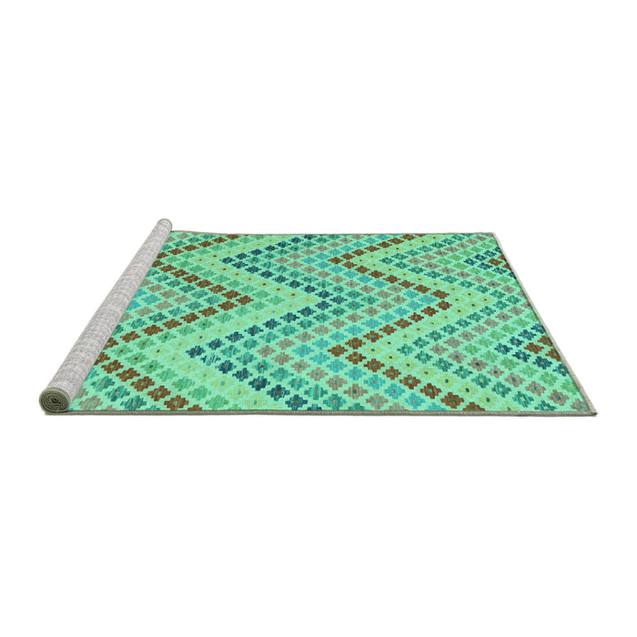 Sideview of Machine Washable Abstract Turquoise Contemporary Area Rugs, wshcon2222turq