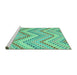 Sideview of Machine Washable Abstract Turquoise Contemporary Area Rugs, wshcon2222turq