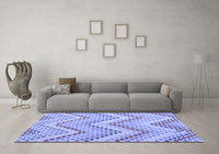 Machine Washable Abstract Blue Contemporary Rug, wshcon2222blu