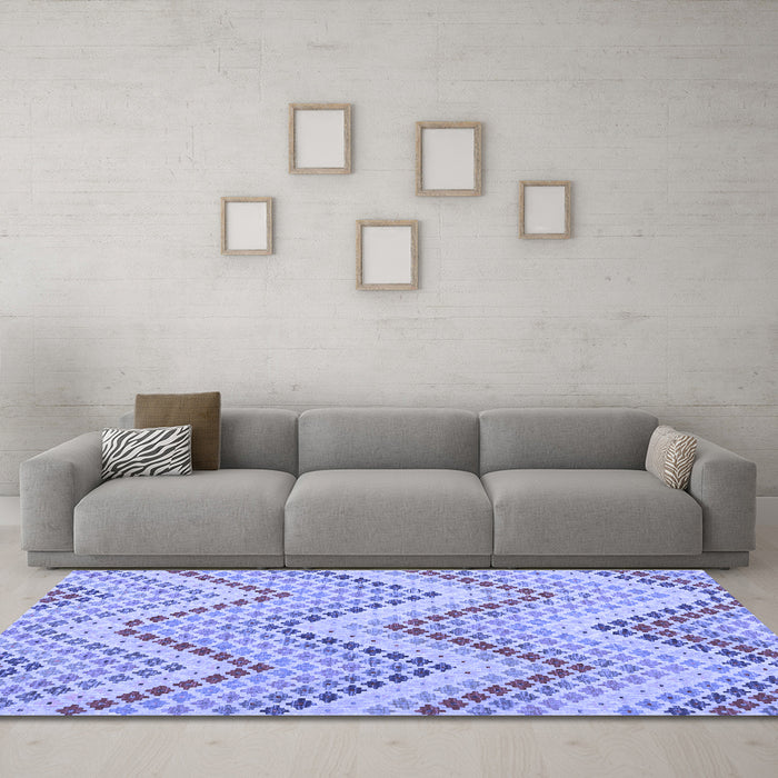 Machine Washable Abstract Blue Contemporary Rug in a Living Room, wshcon2222blu