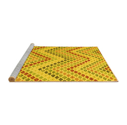 Sideview of Machine Washable Abstract Yellow Contemporary Rug, wshcon2222yw
