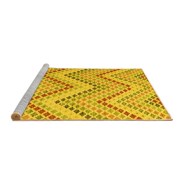 Sideview of Machine Washable Abstract Yellow Contemporary Rug, wshcon2222yw