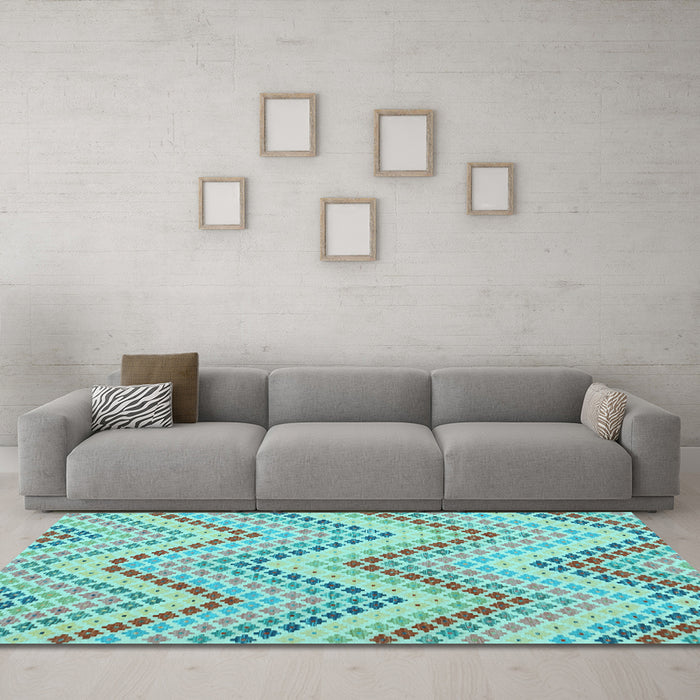 Machine Washable Abstract Light Blue Contemporary Rug in a Living Room, wshcon2222lblu