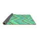 Sideview of Abstract Turquoise Contemporary Rug, con2222turq