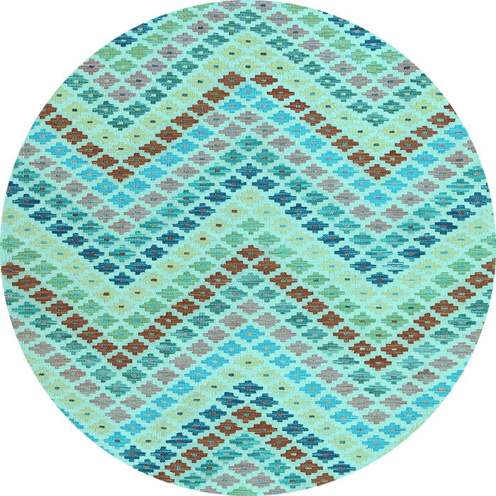 Round Abstract Light Blue Contemporary Rug, con2222lblu