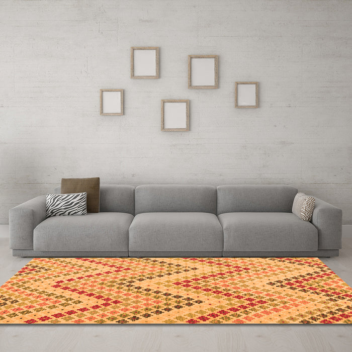 Machine Washable Abstract Orange Contemporary Area Rugs in a Living Room, wshcon2222org