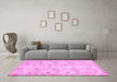 Machine Washable Abstract Pink Contemporary Rug in a Living Room, wshcon2223pnk