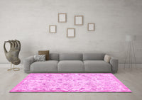 Machine Washable Abstract Pink Contemporary Rug, wshcon2223pnk