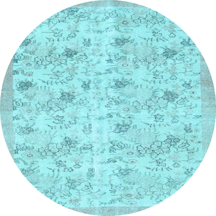 Round Machine Washable Abstract Light Blue Contemporary Rug, wshcon2223lblu