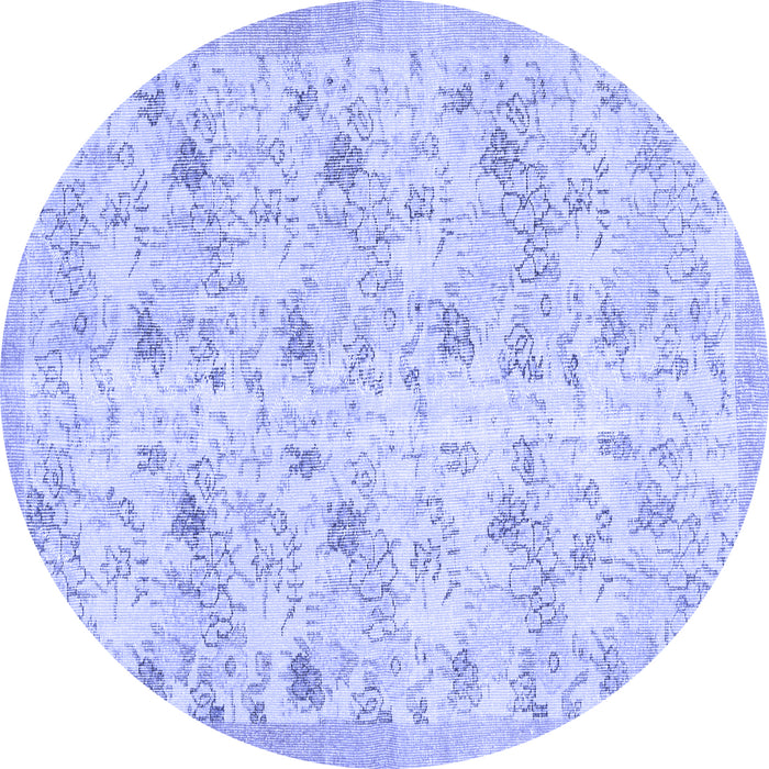 Round Abstract Blue Contemporary Rug, con2223blu