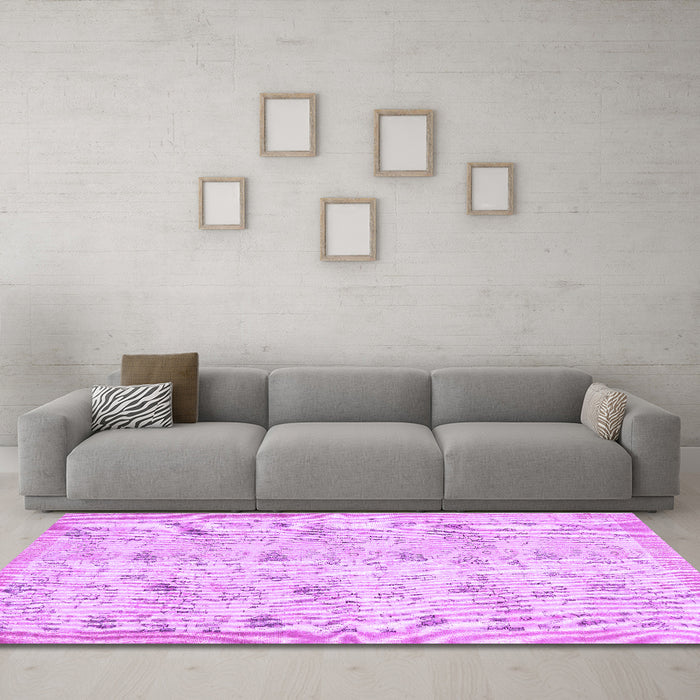 Machine Washable Abstract Purple Contemporary Area Rugs in a Living Room, wshcon2223pur